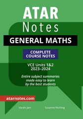ATAR NOTES GENERAL MATHS VCE UNITS 1&2 COMPLETE COURSE NOTES (2023-2024)