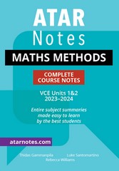 ATAR NOTES MATHEMATICAL METHODS VCE UNITS 1&2 COMPLETE COURSE NOTES (2023-2024)
